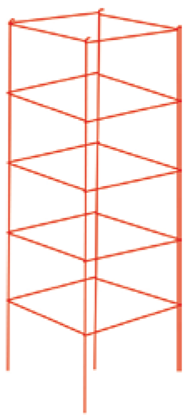 72 Inch Square Collapsible Cage Red - 1/4 Inch Galvanized Steel - Plant Cages, Plant Support & Anchors